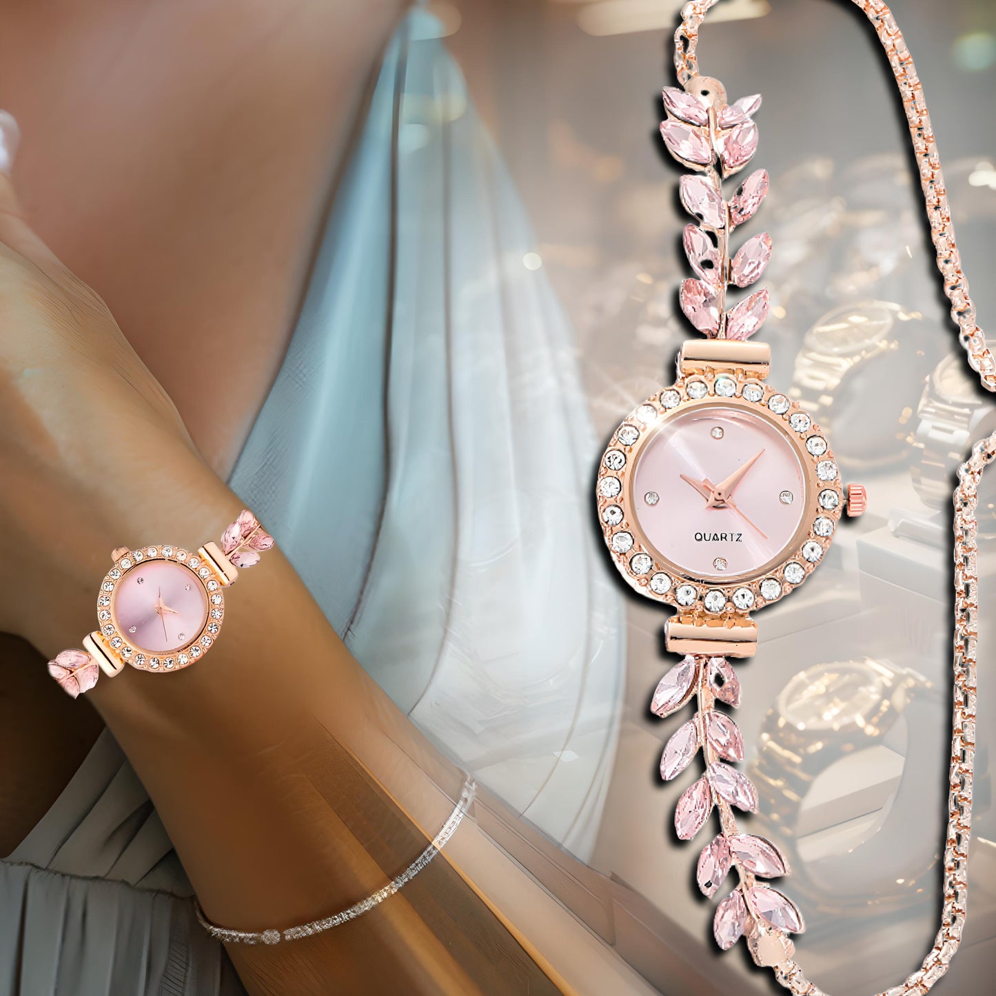 Reloj de Lujo con Cristal Rosado